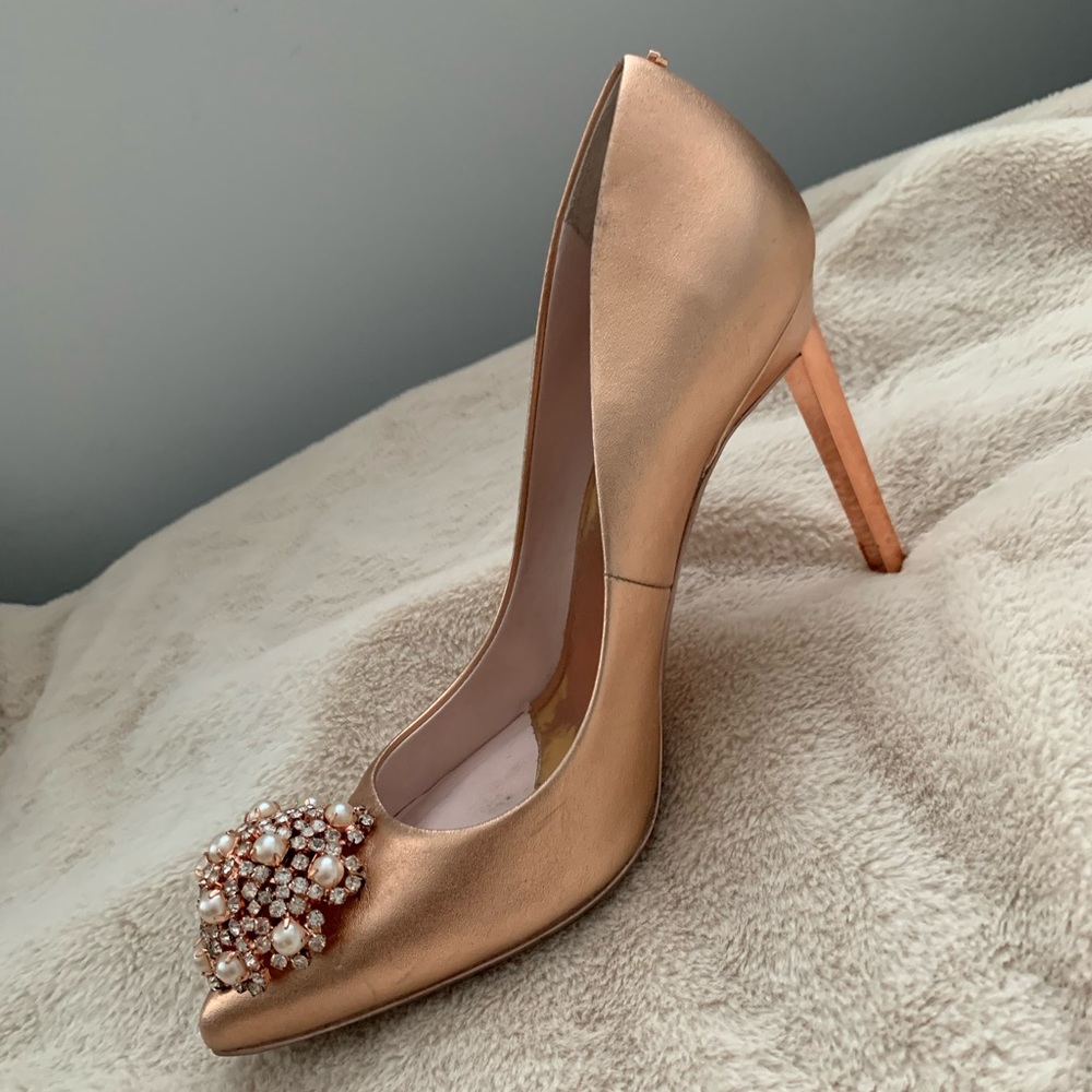 Ted Baker Rose Gold Pearl Broach Heels